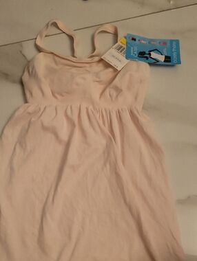 Womens  Pale Pink Tank Top with Built-In Shelf Bra -